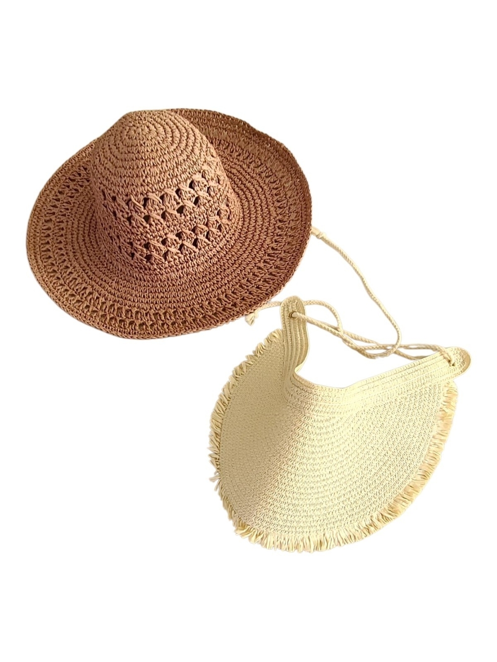Time and Tru Pink Crocheted Sun Hat & Visor Set